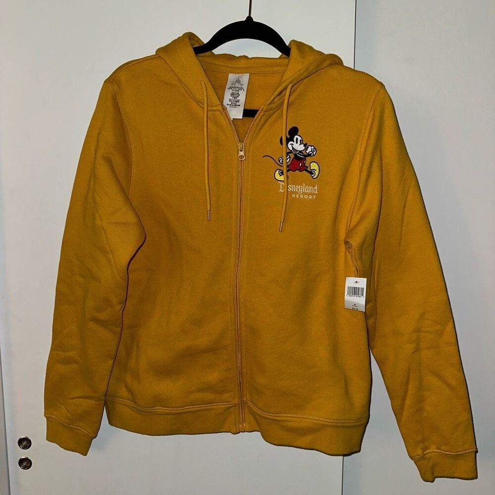 Disneyland Unisex Full Zipper Hooded Sweatshirt Gold Embroidered Medium NWT